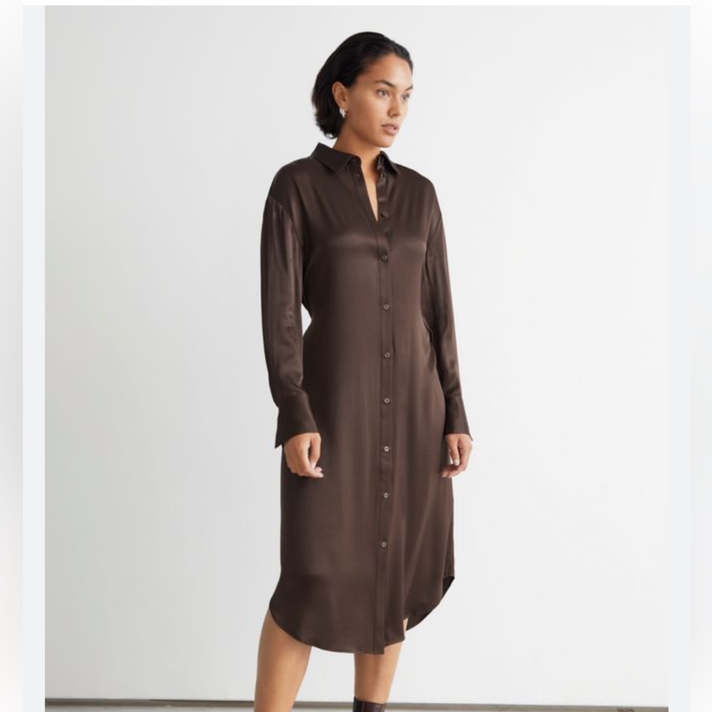 & Other Stories Brown Wrap Shirt Dress
